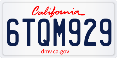 CA license plate 6TQM929