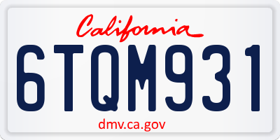 CA license plate 6TQM931