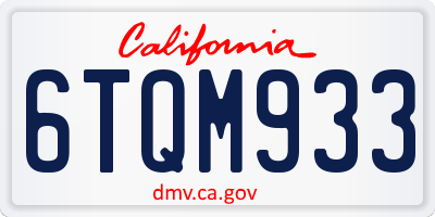 CA license plate 6TQM933