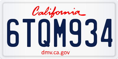 CA license plate 6TQM934