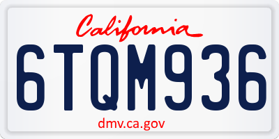 CA license plate 6TQM936