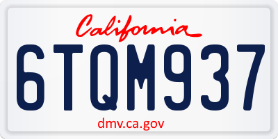 CA license plate 6TQM937