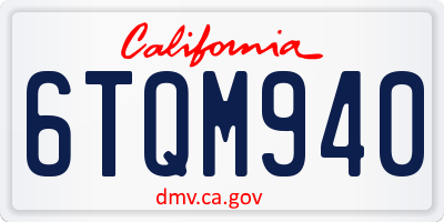 CA license plate 6TQM940