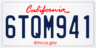 CA license plate 6TQM941