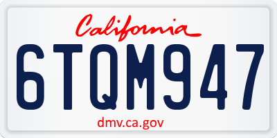 CA license plate 6TQM947