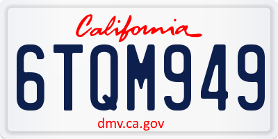 CA license plate 6TQM949