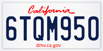 CA license plate 6TQM950