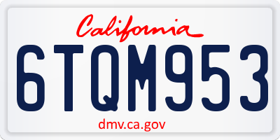 CA license plate 6TQM953