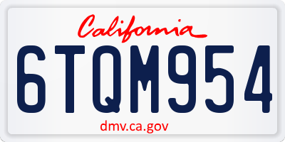 CA license plate 6TQM954