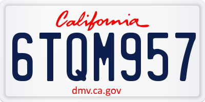 CA license plate 6TQM957