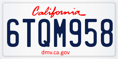 CA license plate 6TQM958