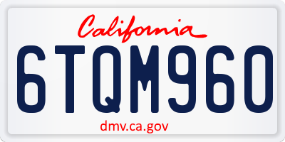 CA license plate 6TQM960
