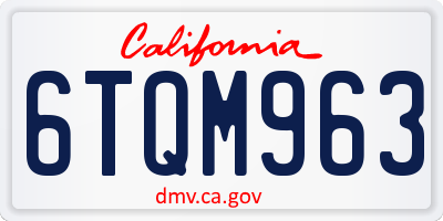 CA license plate 6TQM963