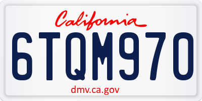 CA license plate 6TQM970