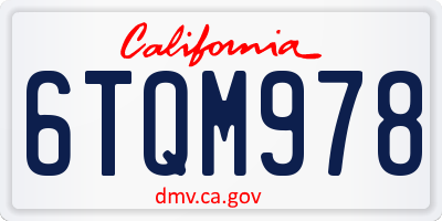 CA license plate 6TQM978