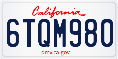 CA license plate 6TQM980