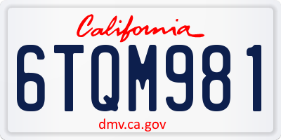 CA license plate 6TQM981