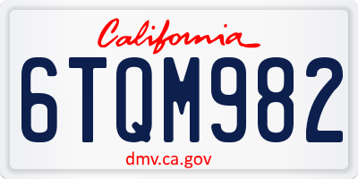 CA license plate 6TQM982