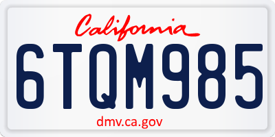 CA license plate 6TQM985