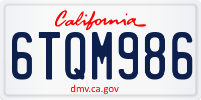 CA license plate 6TQM986