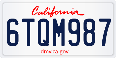 CA license plate 6TQM987