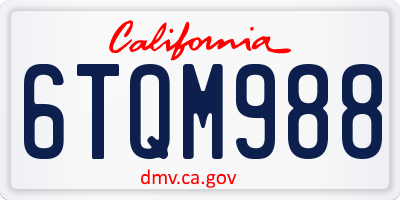 CA license plate 6TQM988