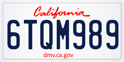 CA license plate 6TQM989