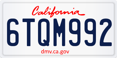 CA license plate 6TQM992