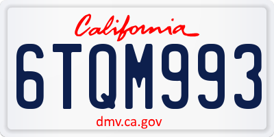 CA license plate 6TQM993
