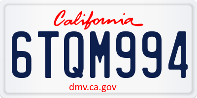 CA license plate 6TQM994