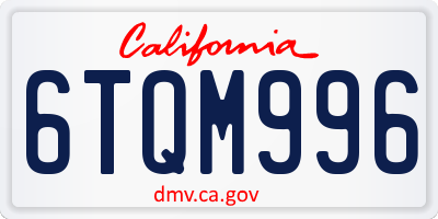 CA license plate 6TQM996