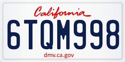 CA license plate 6TQM998