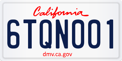 CA license plate 6TQN001