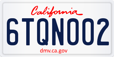 CA license plate 6TQN002