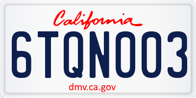 CA license plate 6TQN003