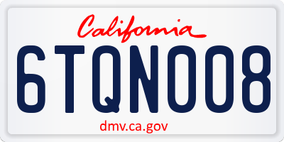 CA license plate 6TQN008