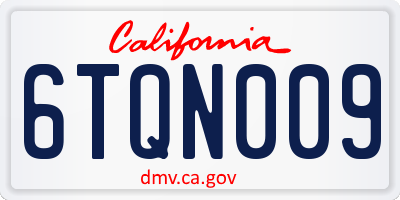 CA license plate 6TQN009