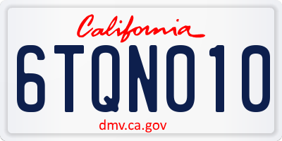 CA license plate 6TQN010