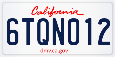 CA license plate 6TQN012