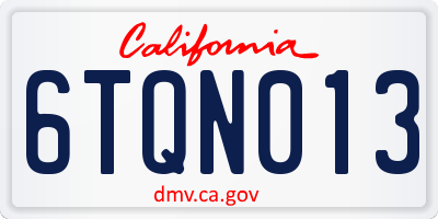 CA license plate 6TQN013