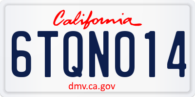 CA license plate 6TQN014