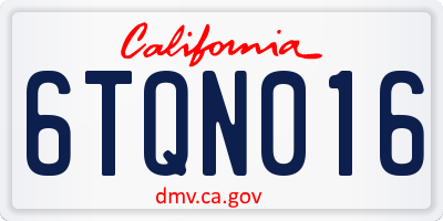 CA license plate 6TQN016
