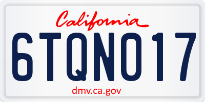 CA license plate 6TQN017