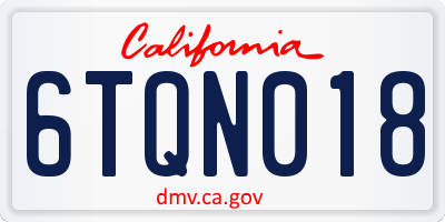 CA license plate 6TQN018