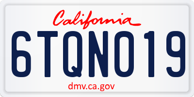 CA license plate 6TQN019