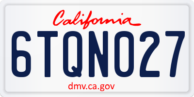 CA license plate 6TQN027