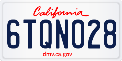 CA license plate 6TQN028