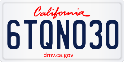 CA license plate 6TQN030