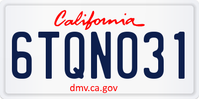 CA license plate 6TQN031
