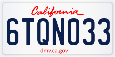 CA license plate 6TQN033